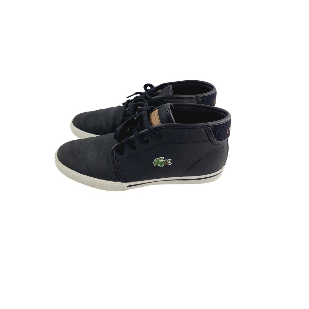 Lacoste Leather, Canvas Casual High-Top Sneakers Men's‎ Size 8 Black